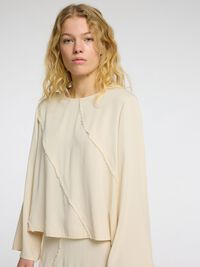 VISCOSE BLEND LONG SLEEVED TOP, Birch, highres