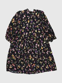 FLORAL MINI DRESS, Black, highres
