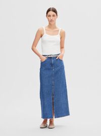 DENIM MAXI ROK, Medium Blue Denim, highres