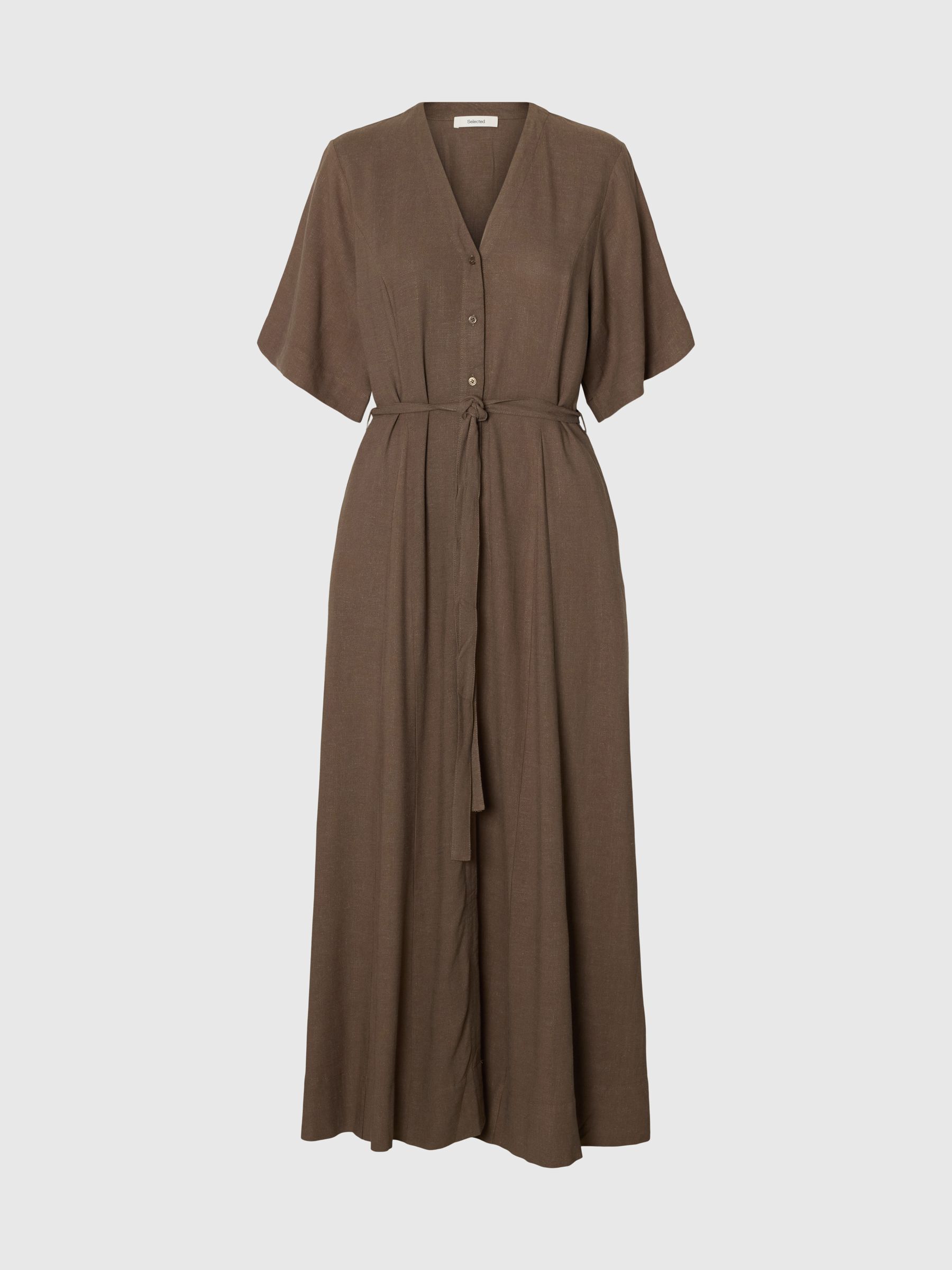 VISCOSE MÉLANGÉE ROBE LONGUE, Chocolate Chip, highres