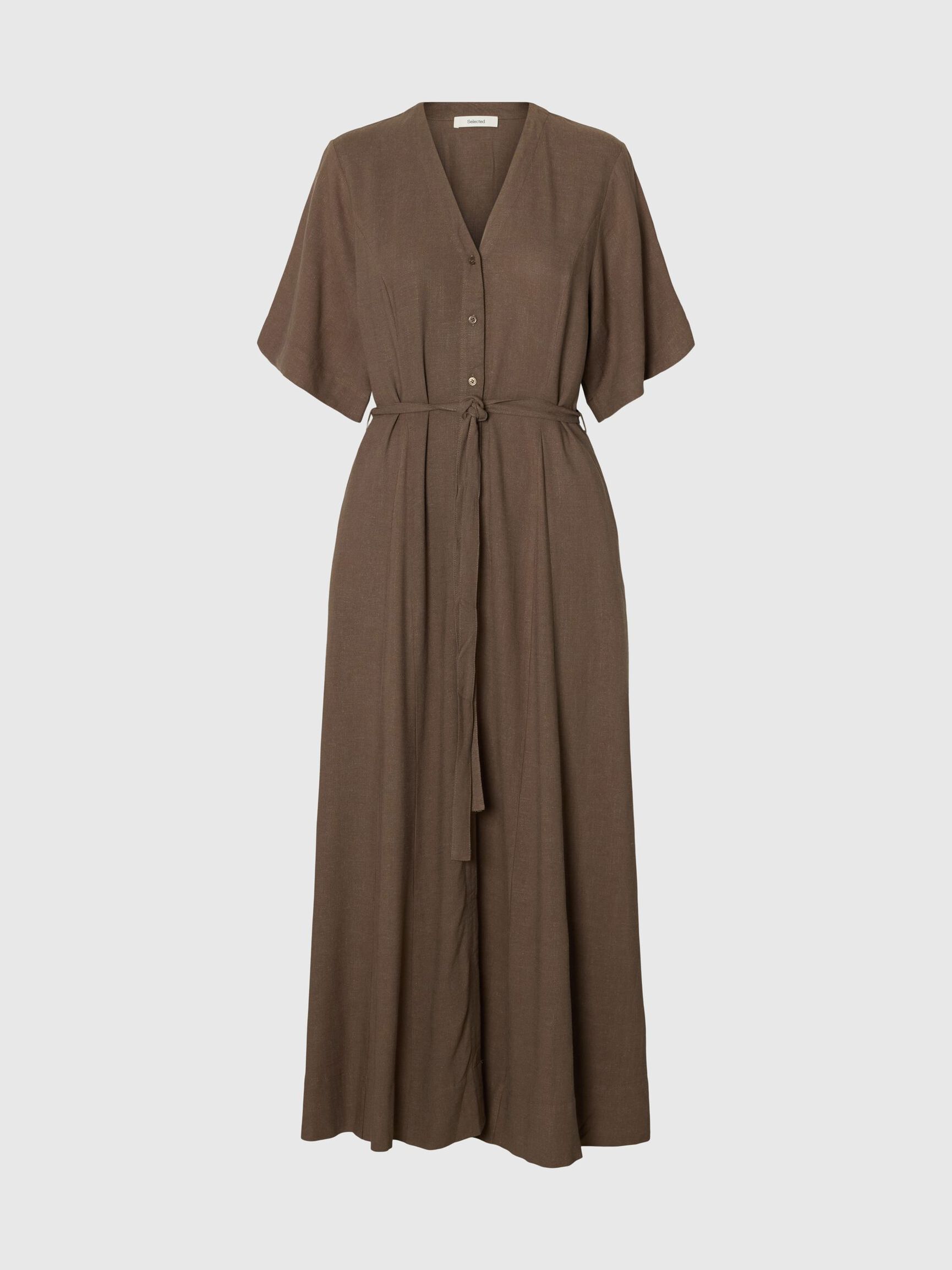 VISCOSE MÉLANGÉE ROBE LONGUE, Chocolate Chip, highres