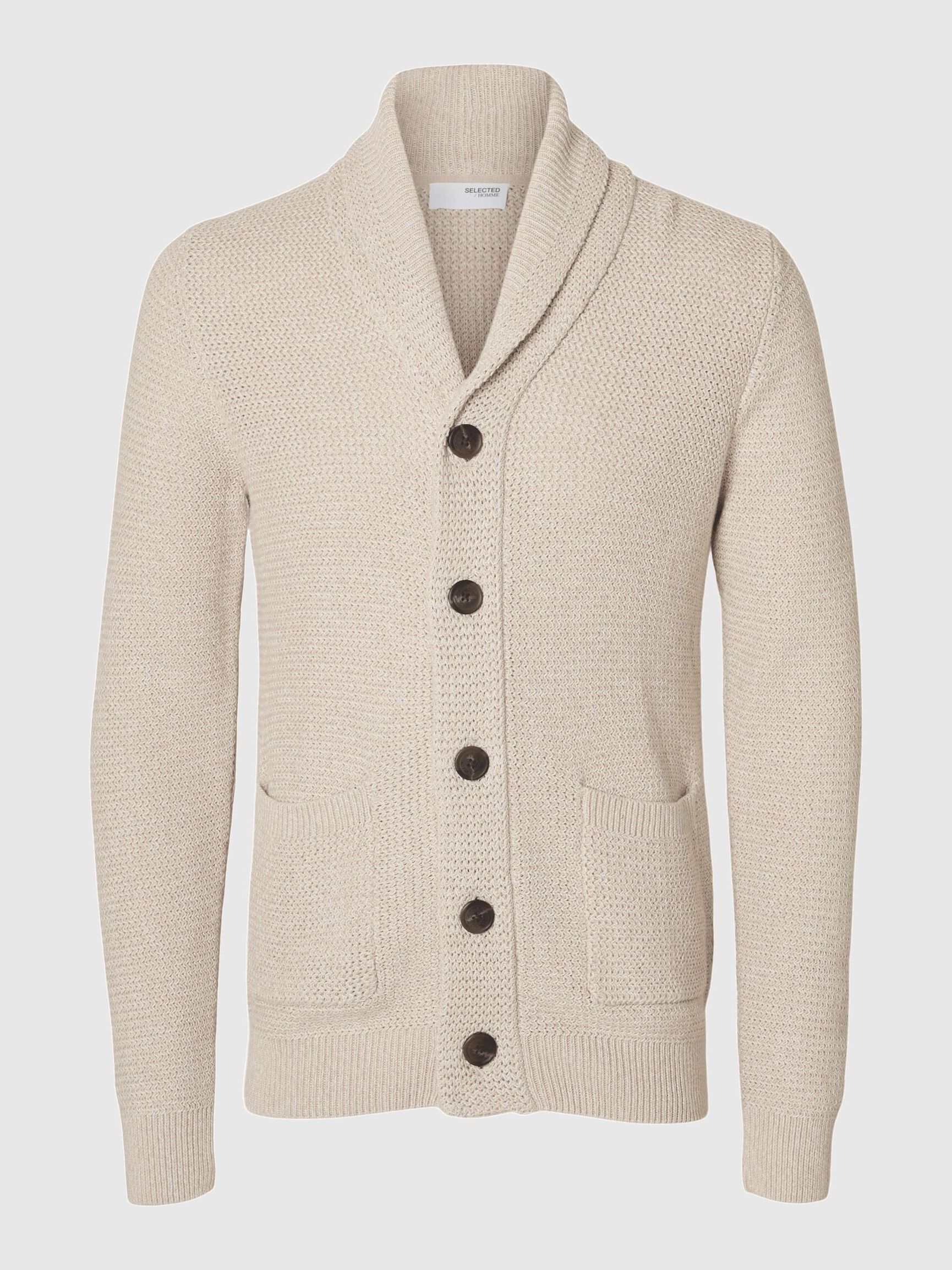 SCHALKRAGEN STRICKJACKE, Oatmeal, highres