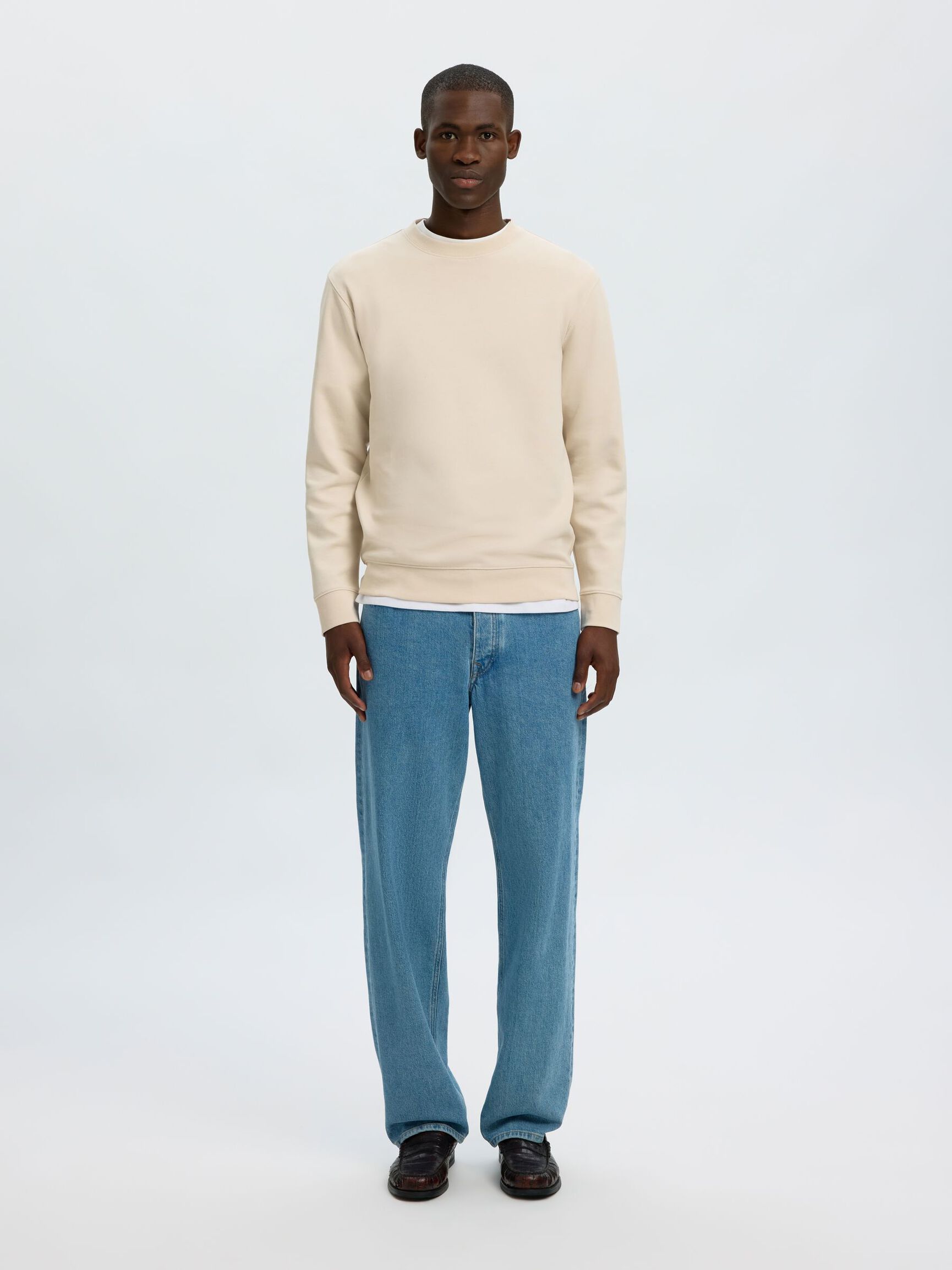 REGULAR FIT LONG SLEEVED SWEATSHIRT, Oatmeal, highres