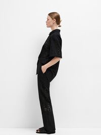 LACE TROUSERS, Black, highres