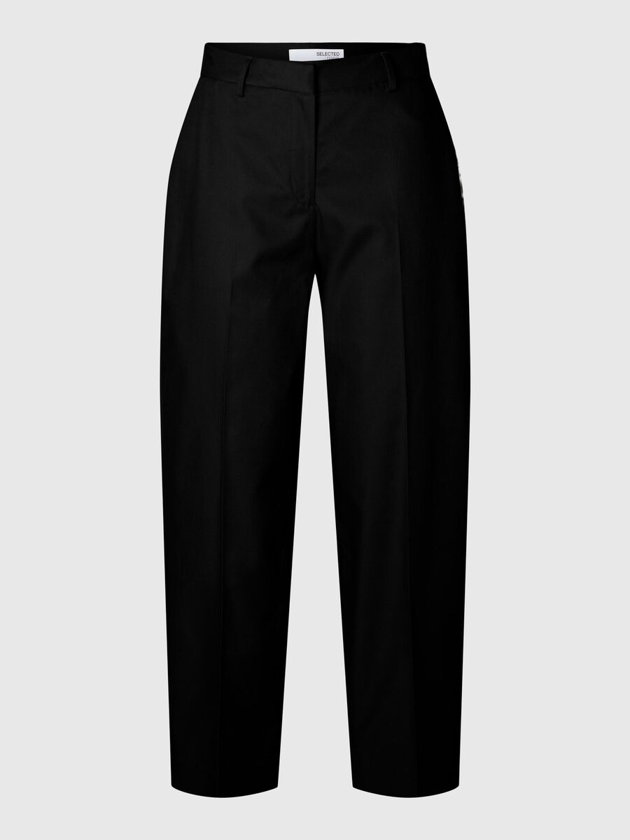 Selected MID WAIST BARREL FIT HOSEN, Black, highres - 16096976_Black_001.jpg