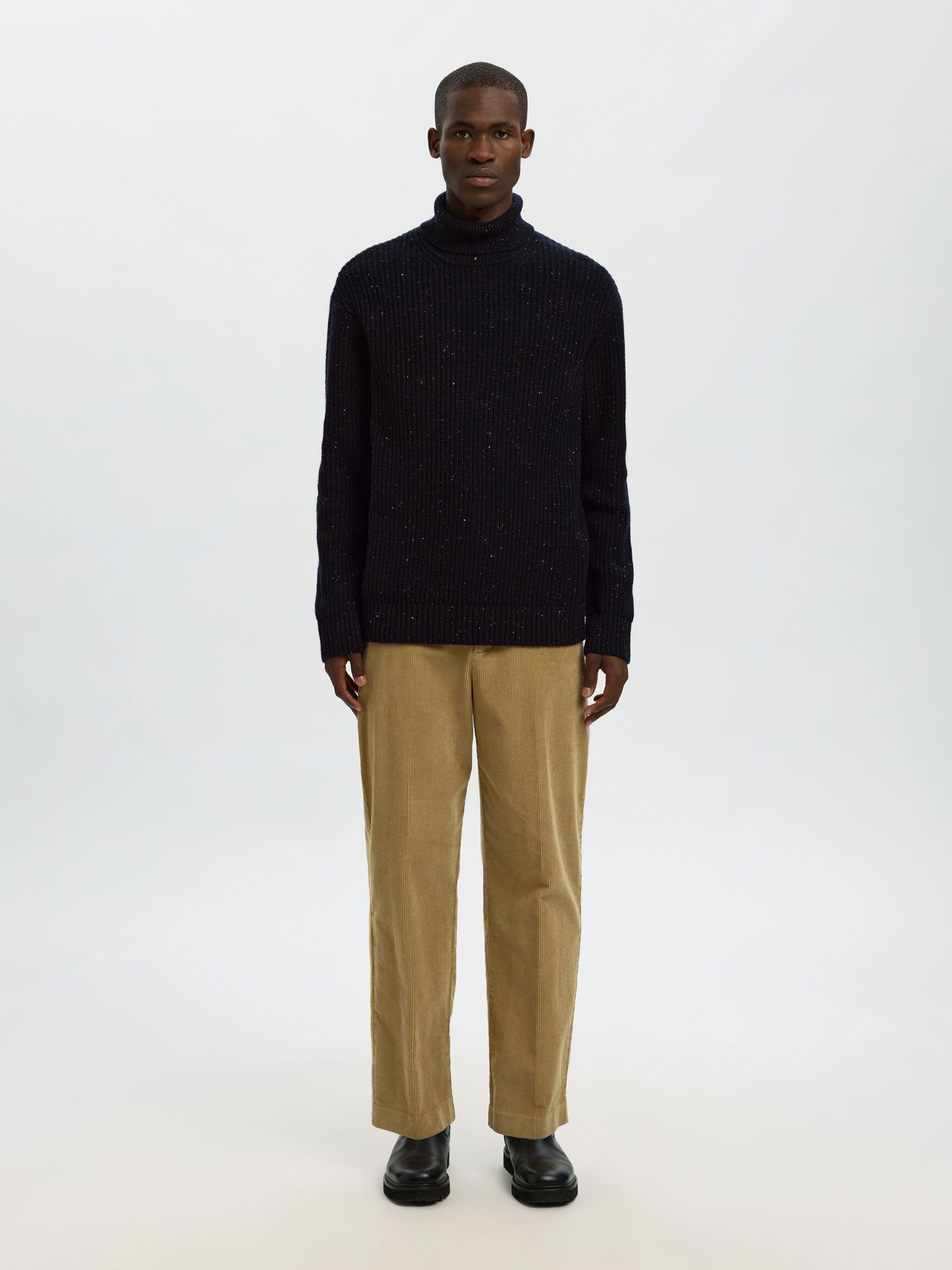 WOOL BLEND KNITTED PULLOVER, Sky Captain, highres