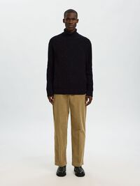 WOOL BLEND KNITTED PULLOVER, Sky Captain, highres