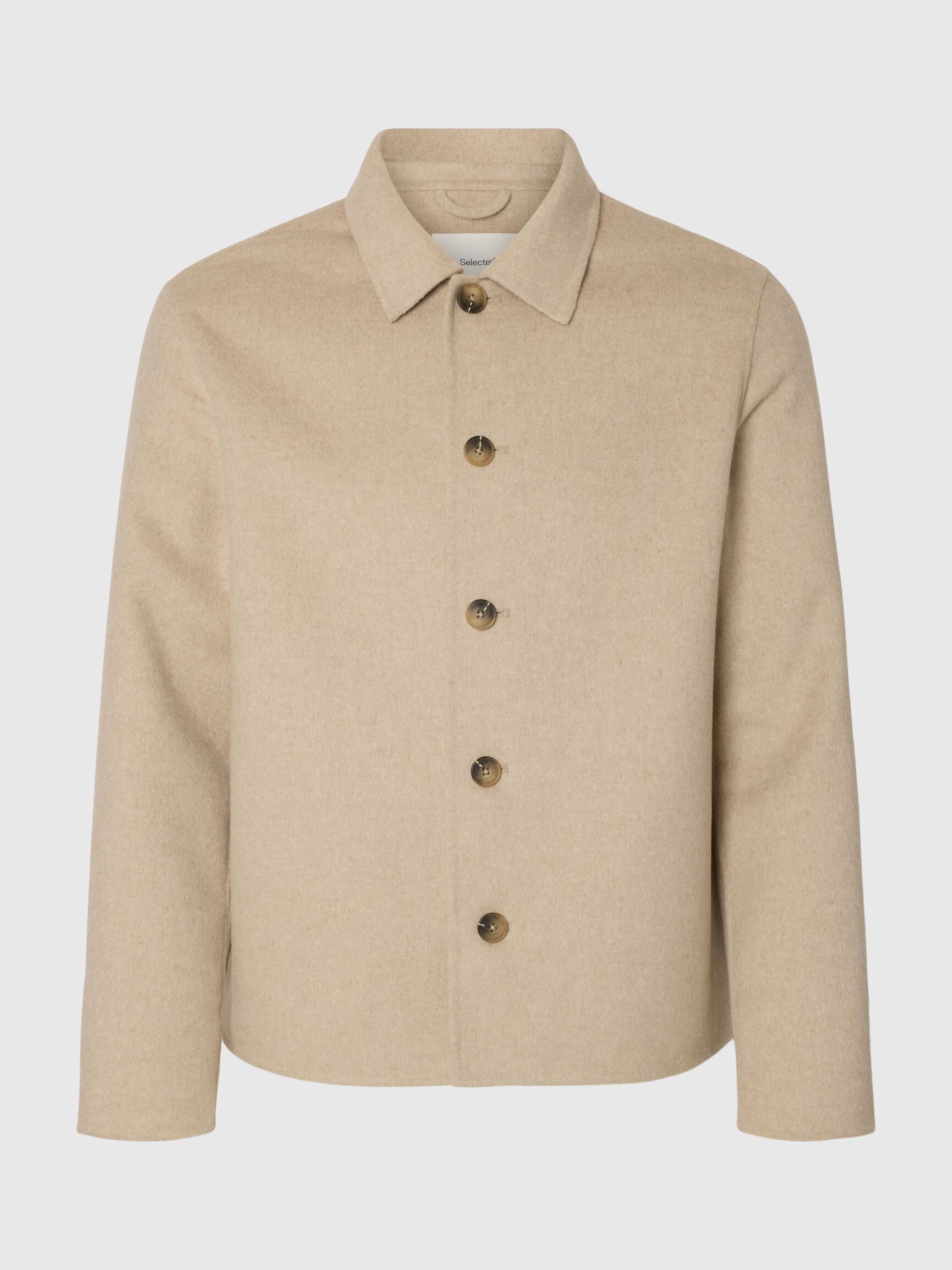 WOOL BLEND JACKET, Sandshell, highres