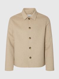 WOOL BLEND JACKET, Sandshell, highres