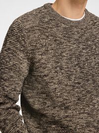 CREW NECK KNITTED PULLOVER, Chocolate Torte, highres