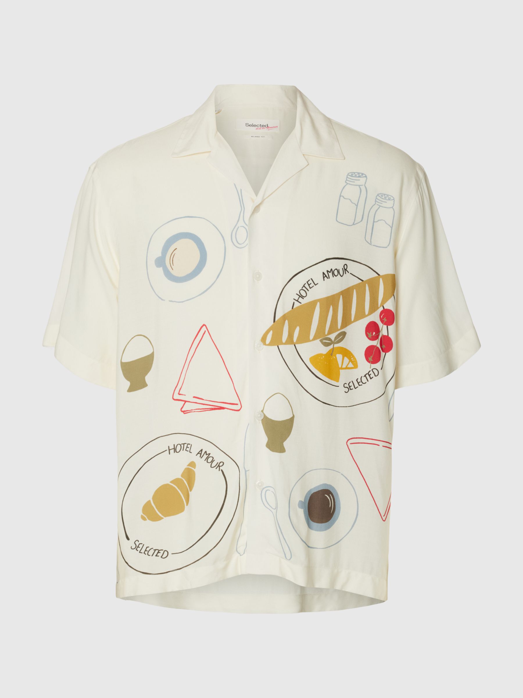 CORTE RELAJADO CAMISA DE MANGA CORTA, Egret, highres