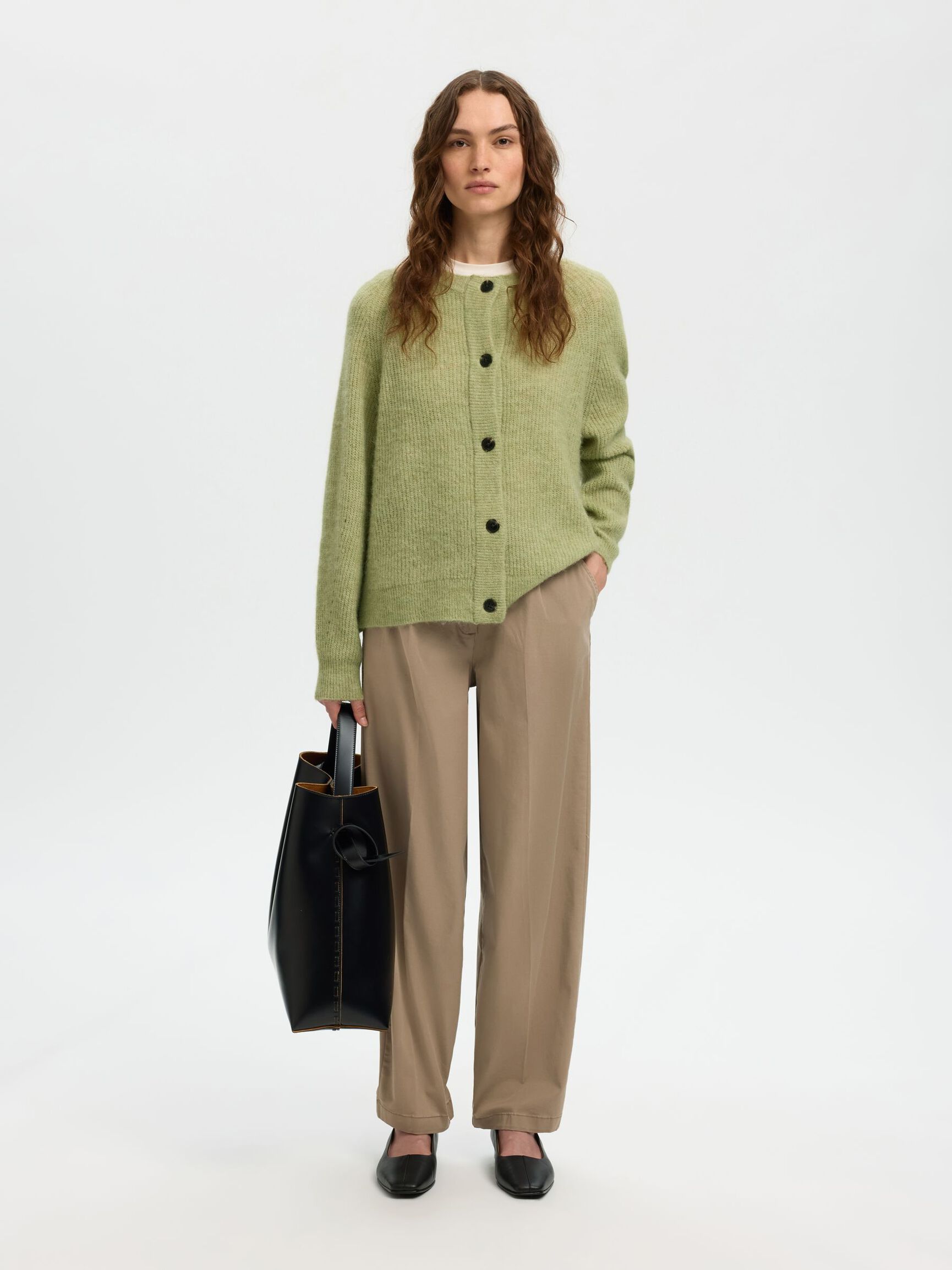 WOOL BLEND CARDIGAN, Lint, highres