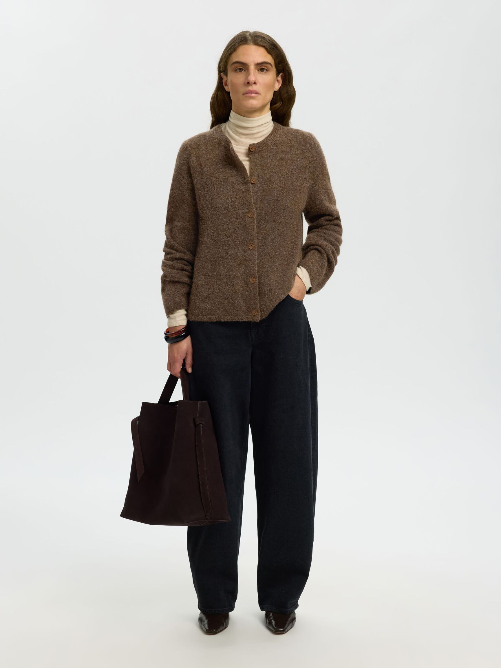 WOOL BLEND CARDIGAN, Dachshund, highres