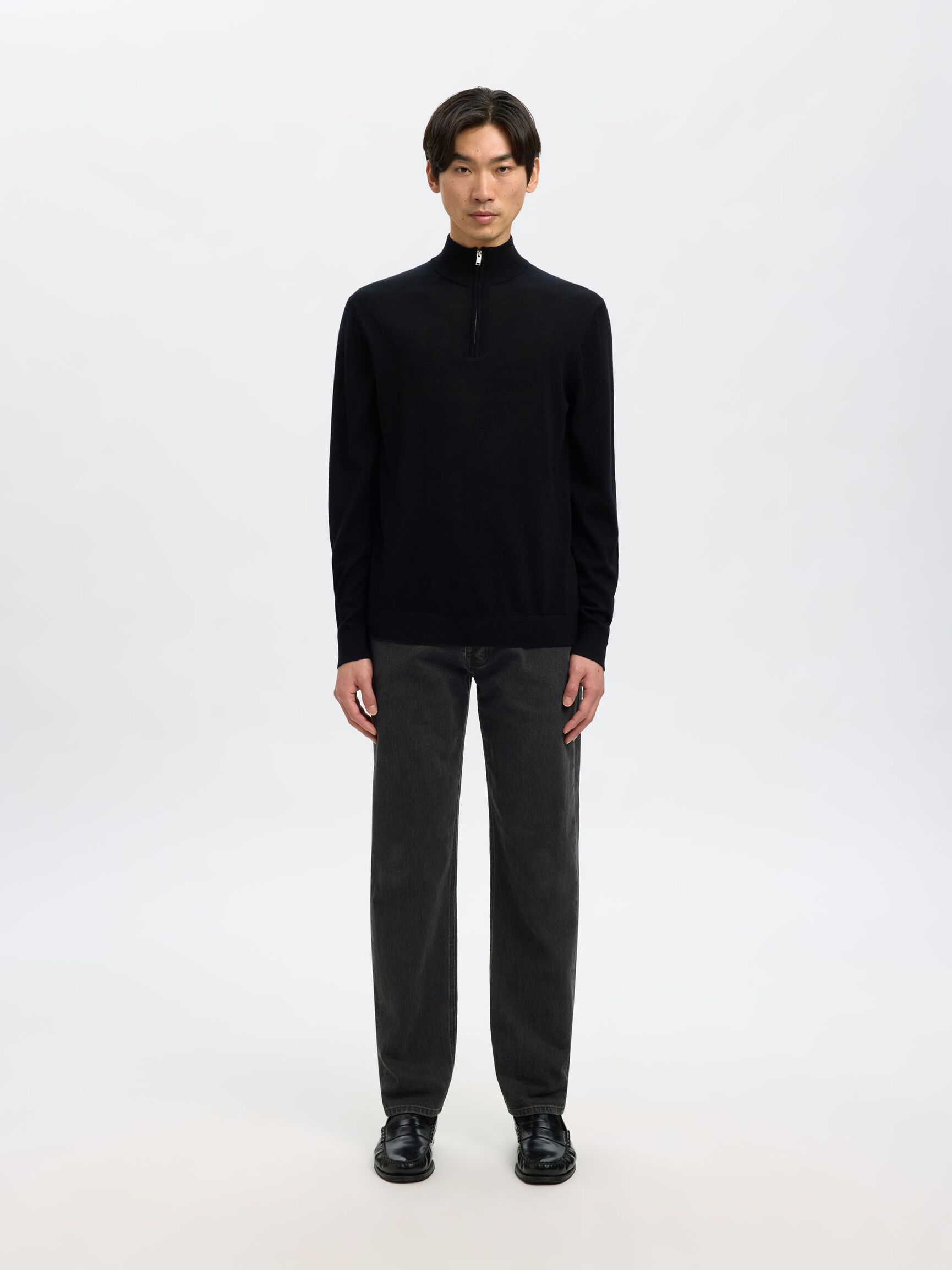 196 STRAIGHT FIT JEANS, Black Denim, highres