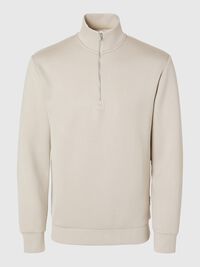 VISCOSE BLEND HALF ZIP SWEATSHIRT, Pure Cashmere, highres
