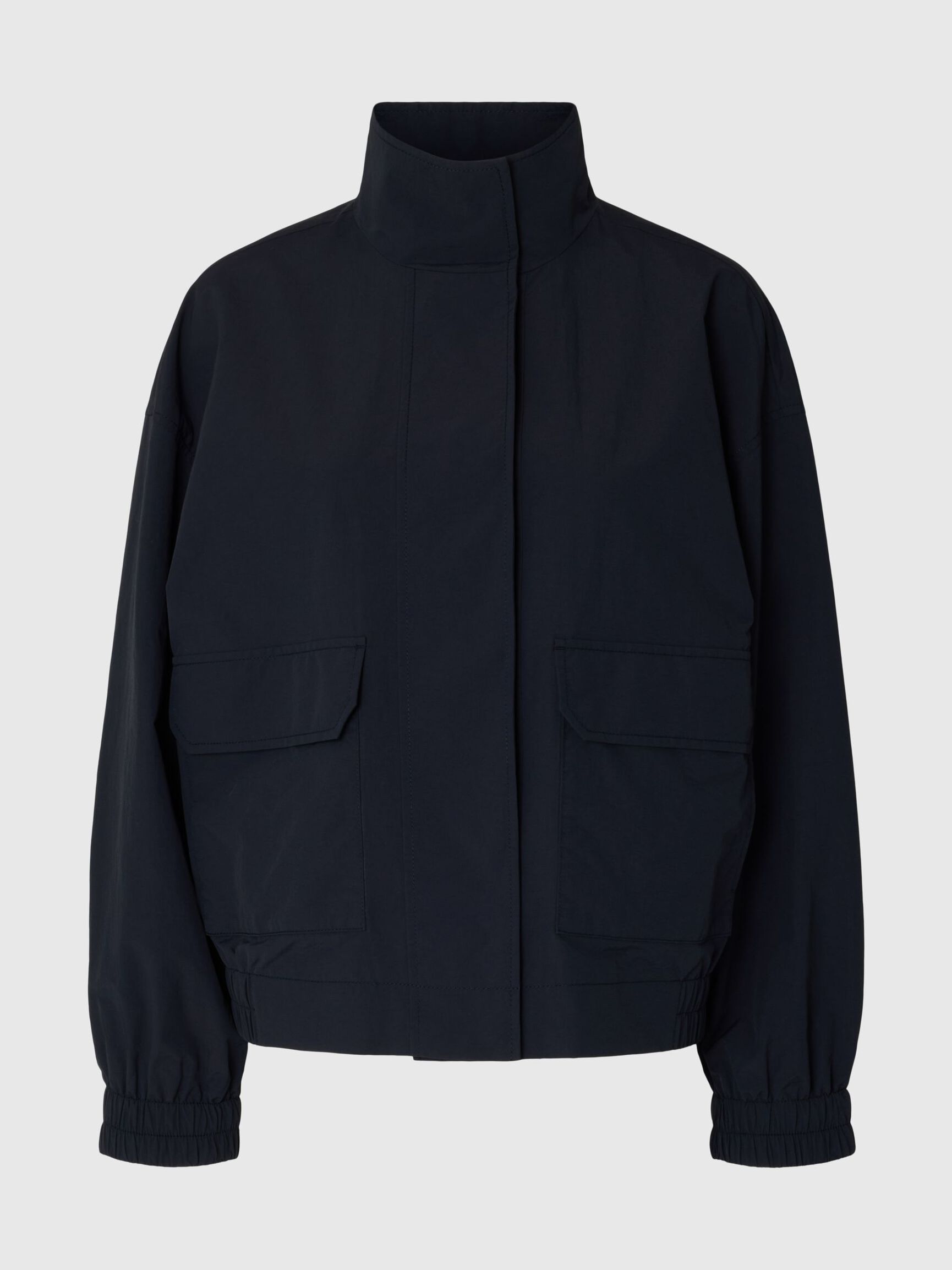 SHORT HIGH NECK JACKET, Dark Sapphire, highres