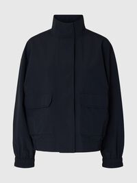 SHORT HIGH NECK JACKET, Dark Sapphire, highres