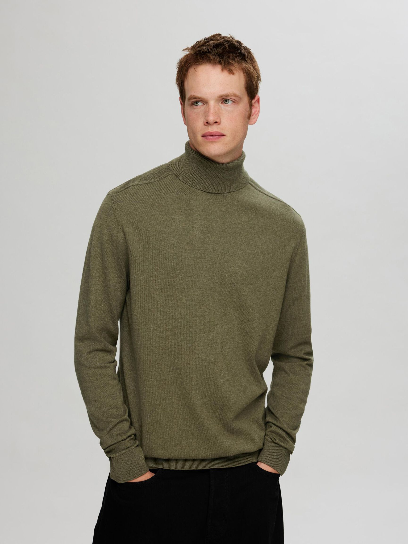 LONG-SLEEVED ROLL NECK PULLOVER, Kalamata, highres