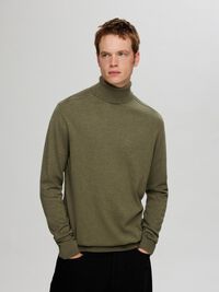 LONG-SLEEVED ROLL NECK PULLOVER, Kalamata, highres