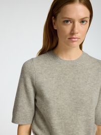 MEZCLA DE LANA, MANGAS 2/4 TOP, Light Grey Melange, highres