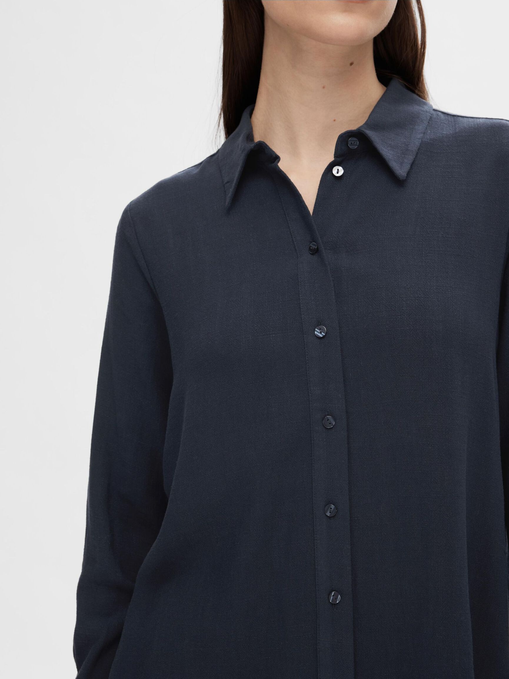 VISCOSE BLEND SHIRT, Dark Sapphire, highres