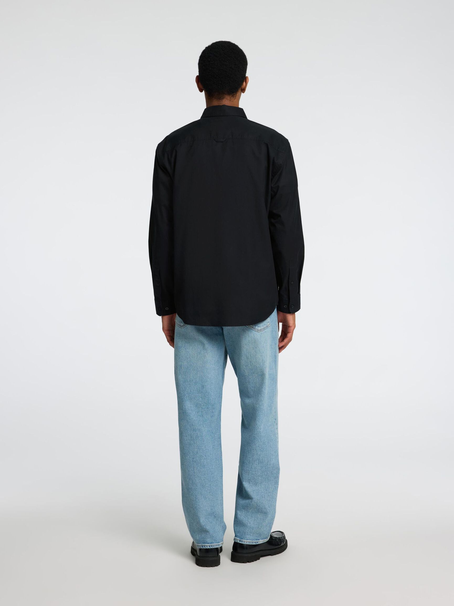 RELAXED FIT TWILL HEMD, Black, highres