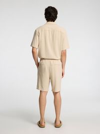 STRIBET BOMULD SHORTS, Oatmeal, highres