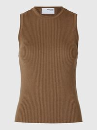SANS MANCHES TOP EN MAILLE, Coca Mocha, highres
