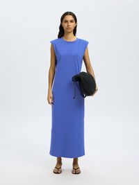ÄRMELLOSES BAUMWOLL MAXIKLEID, Dazzling Blue, highres