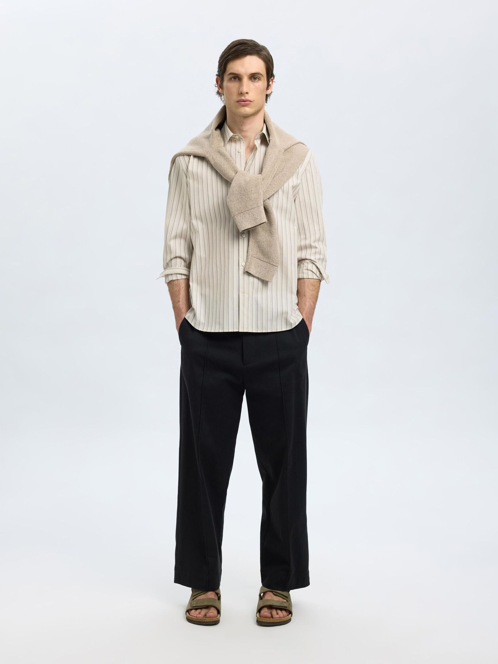 RELAXED FIT LONG SLEEVED SHIRT, Oatmeal, highres