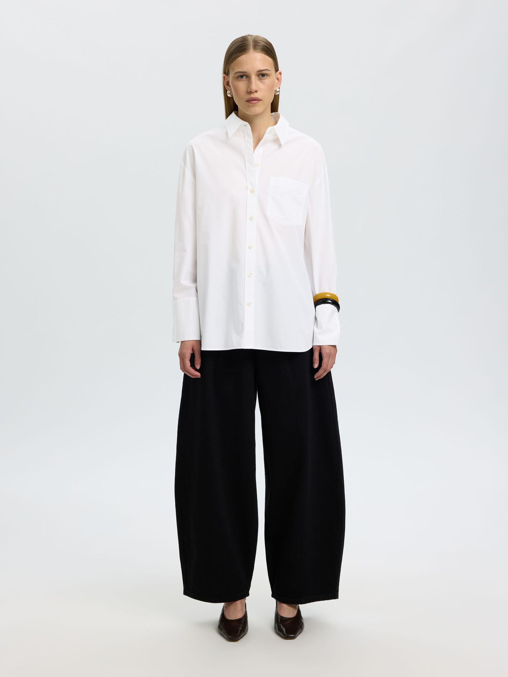 COTTON OVERSIZED SHIRT, Bright White, highres