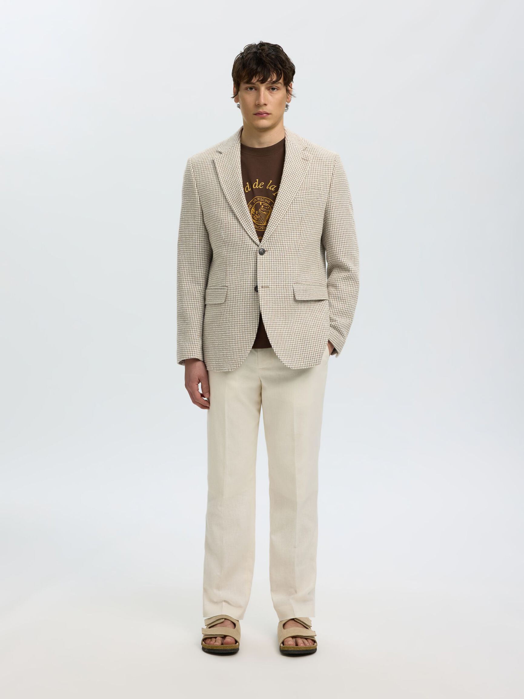 REGULAR FIT BLAZER, Light Brown Melange, highres