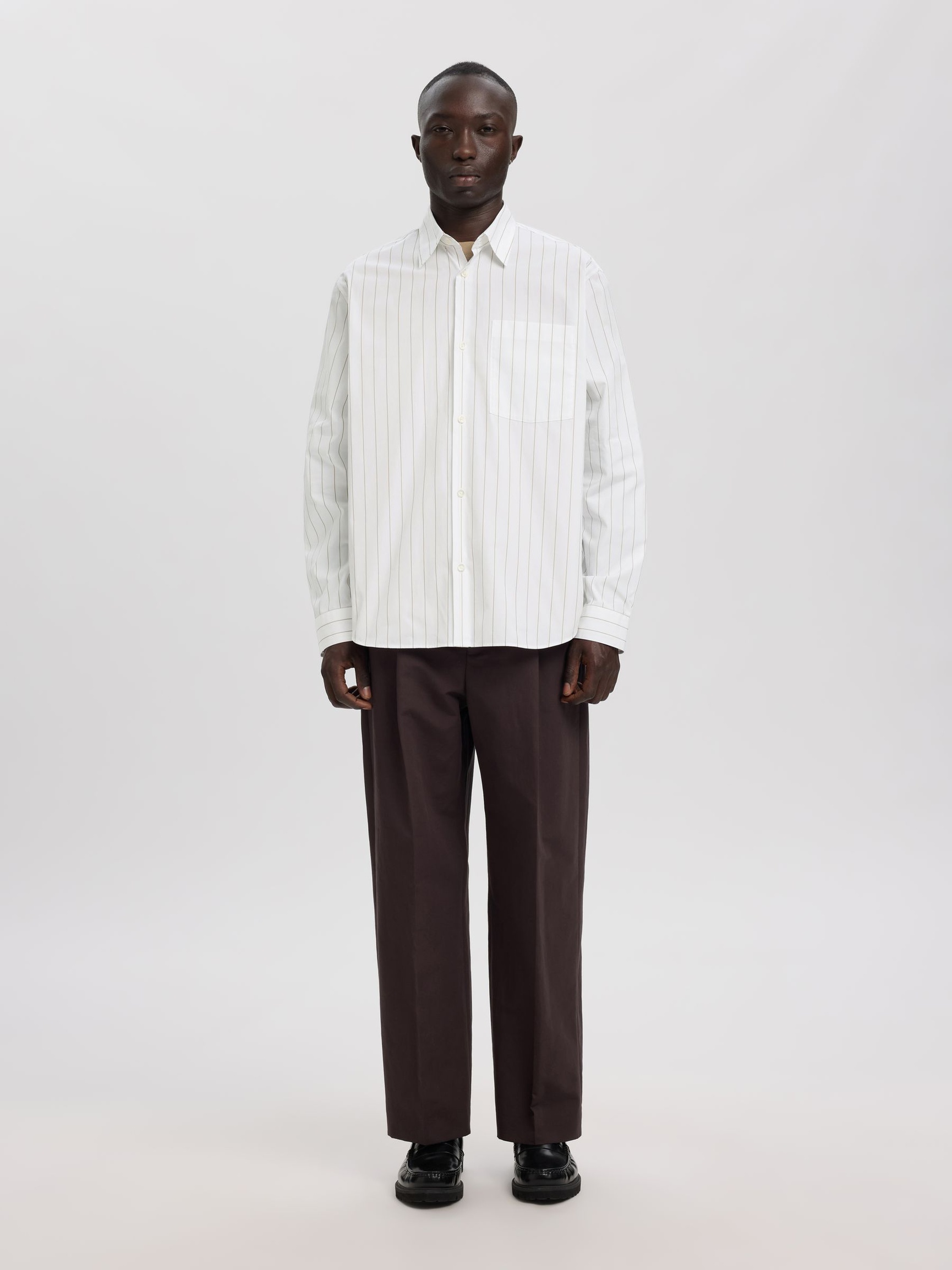 CAMICIA A RIGHE, Brilliant White, highres