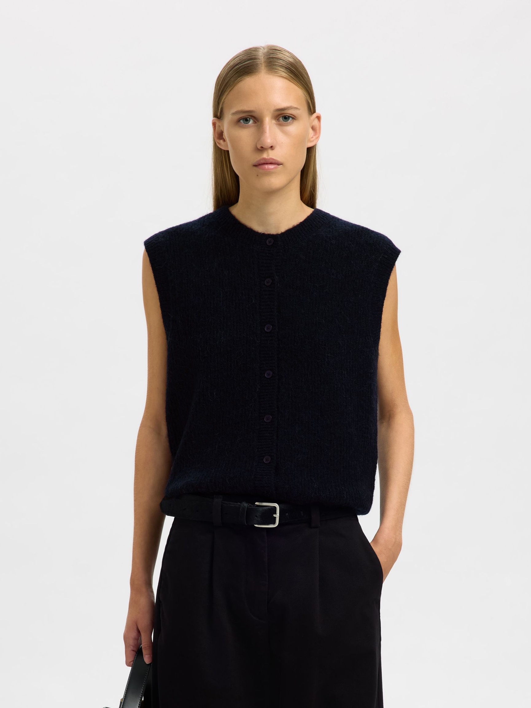 LAINE MÉLANGÉE GILET, Dark Sapphire, highres