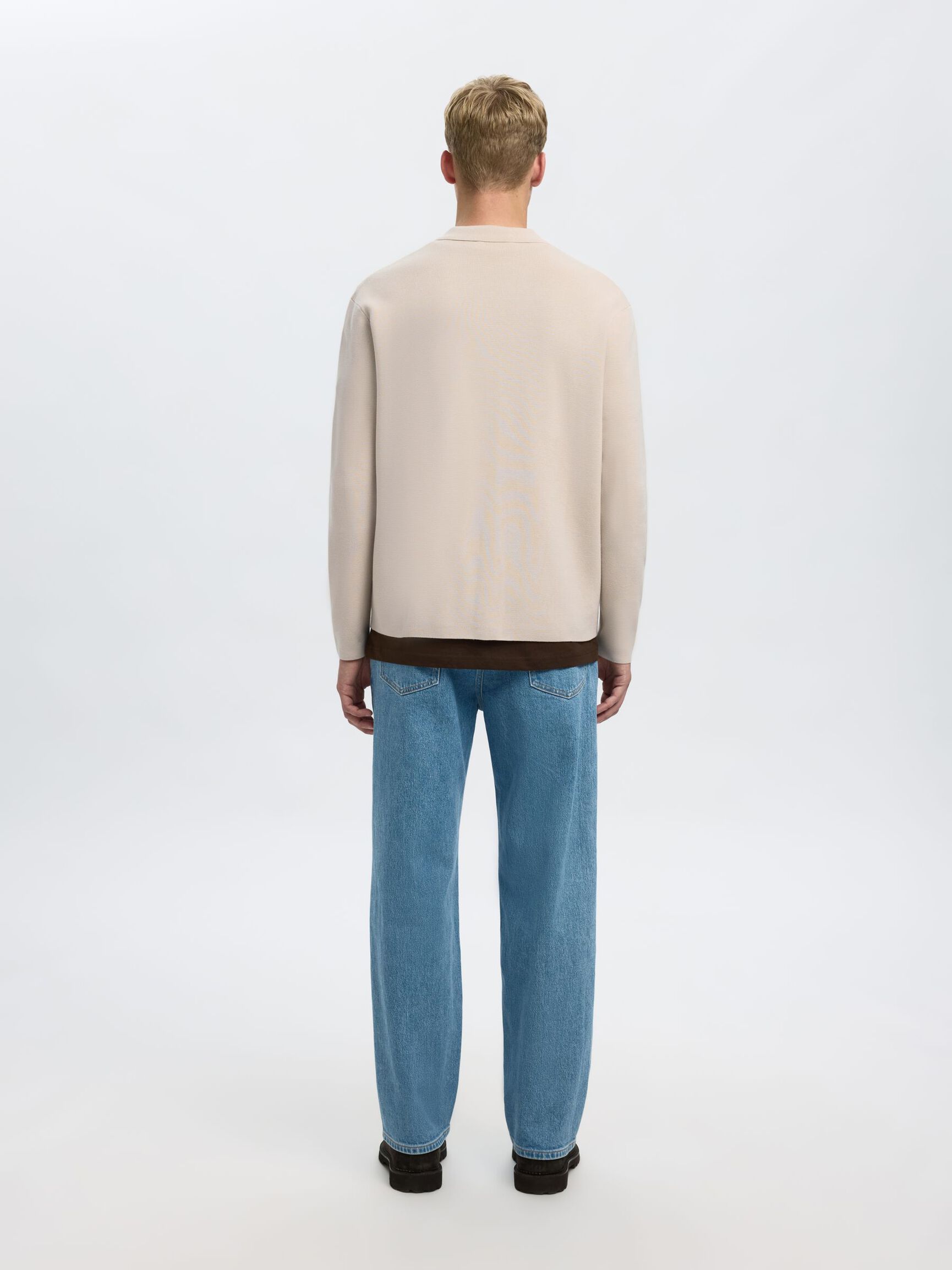 RELAXED FIT KNITTED CARDIGAN, Oatmeal, highres