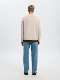 RELAXED FIT KNITTED CARDIGAN, Oatmeal, highres