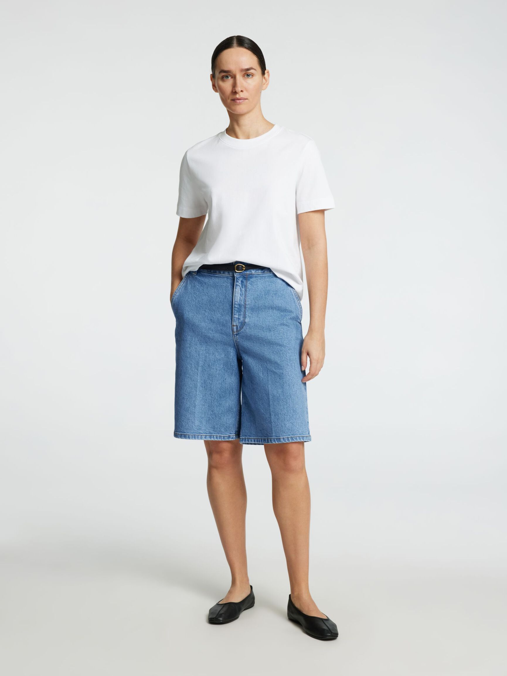 DENIM BERMUDA SHORTS, Medium Blue Denim, highres