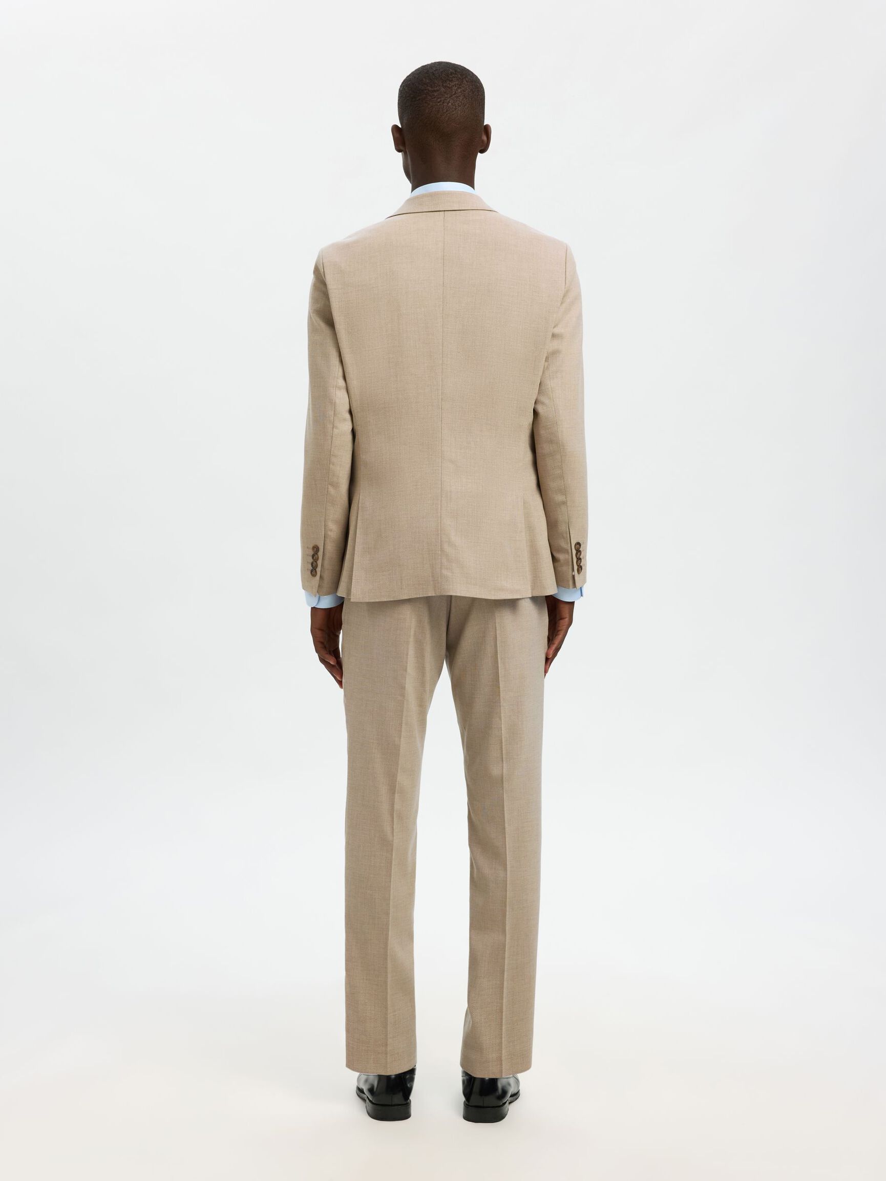 WOVEN WOOL BLEND BLAZER, Sand, highres