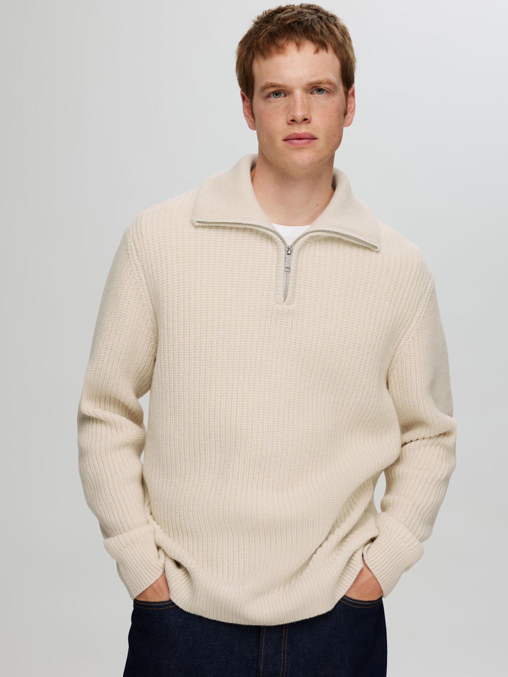 SWETER Z KRÓTKIM ZAMKIEM, Tofu, highres