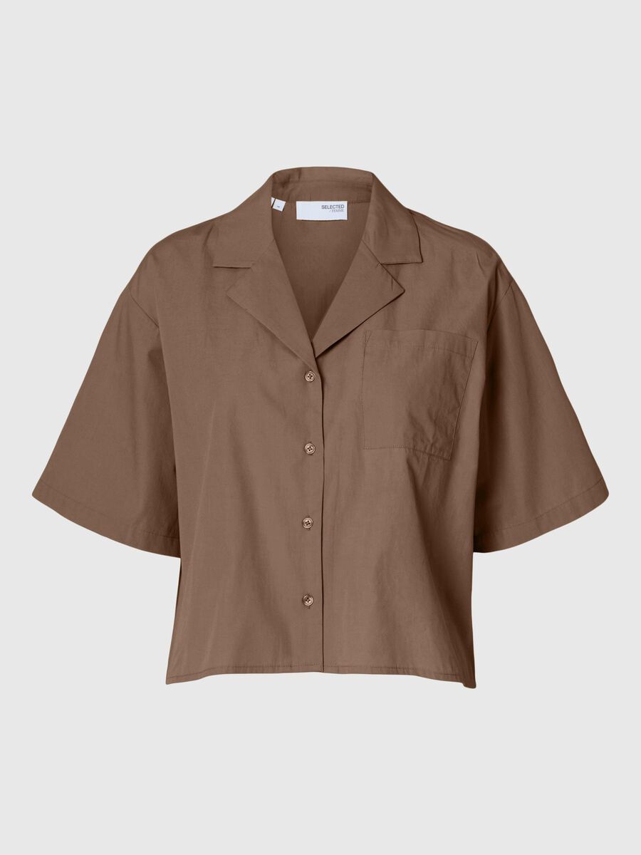 Selected SHORT SLEEVED CROPPED SHIRT, Coca Mocha, highres - 16097964_CocaMocha_001.jpg