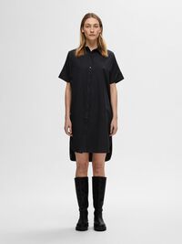 COTTON SHIRT DRESS, Black, highres