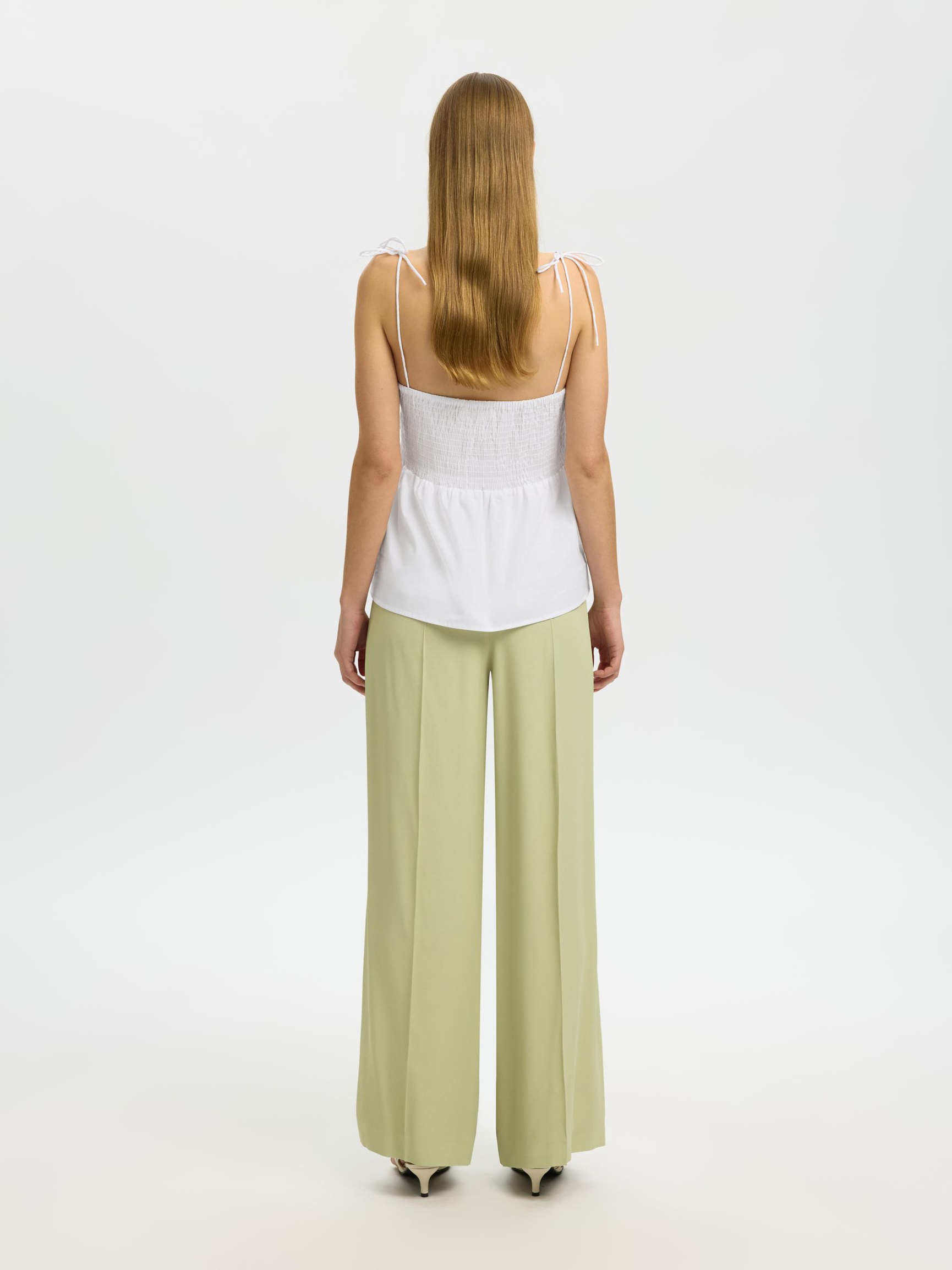 KATOENEN TOP MET SPAGHETTIBANDJES, Bright White, highres