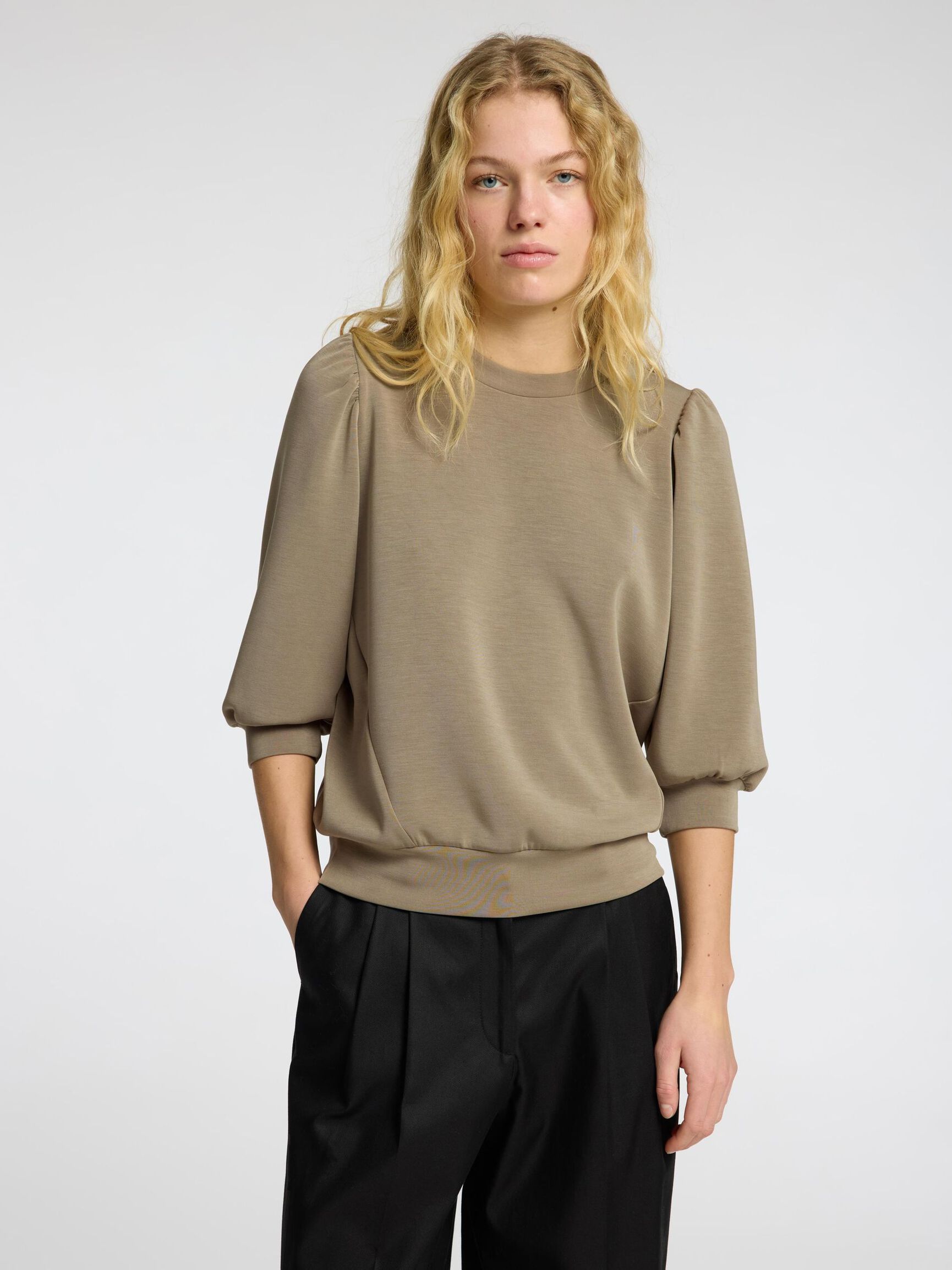 PUFF SLEEVE SWEATSHIRT, Vetiver, highres