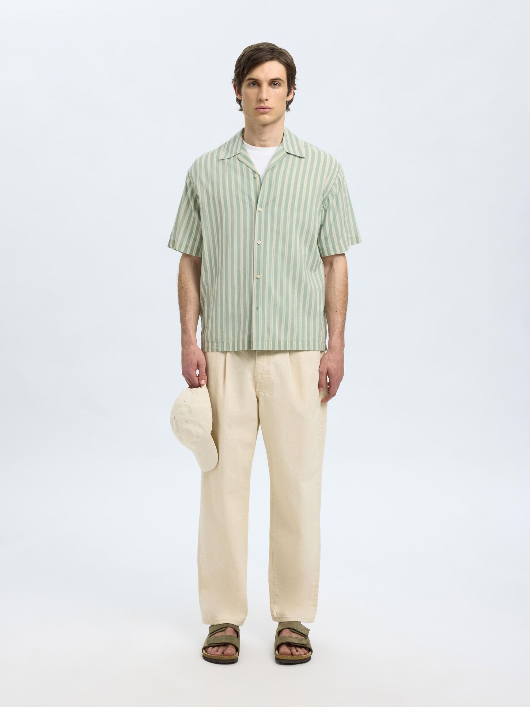 TRYCKTA KORTÄRMAD SKJORTA, Iceberg Green, highres