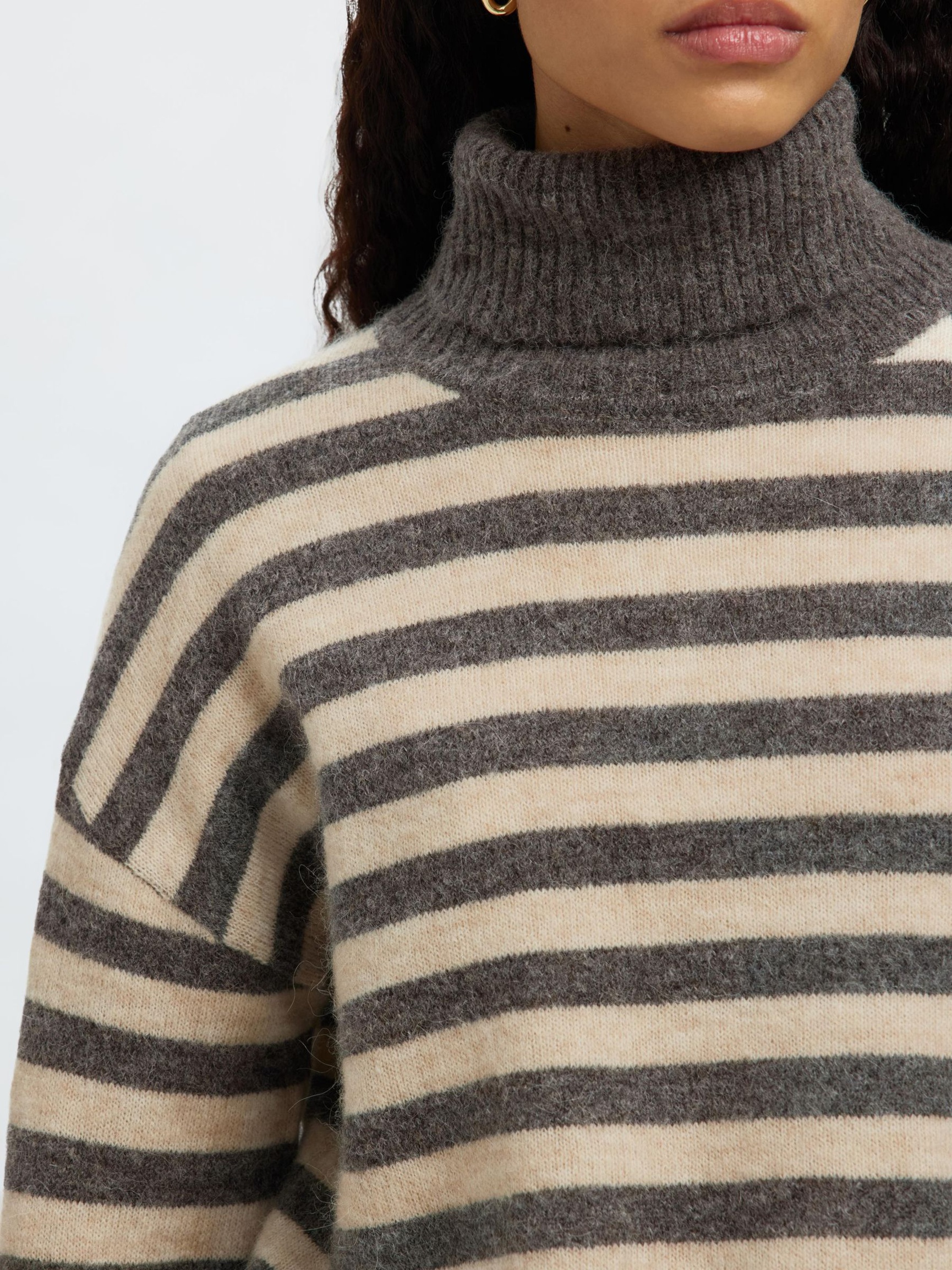 WOOL BLEND TURTLENECK, Medium Grey Melange, highres
