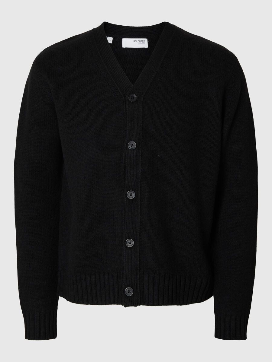 Selected DÉCONTRACTÉ EN LAINE MÉLANGÉE CARDIGAN, Black, highres - 16095620_Black_001.jpg