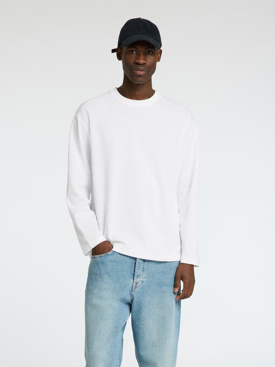Selected LOOSE FIT T-SHIRT MET LANGE MOUWEN, Bright White, highres - 16097847_BrightWhite_003.jpg