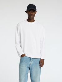 LOOSE FIT LANGÆRMET T-SHIRT, Bright White, highres