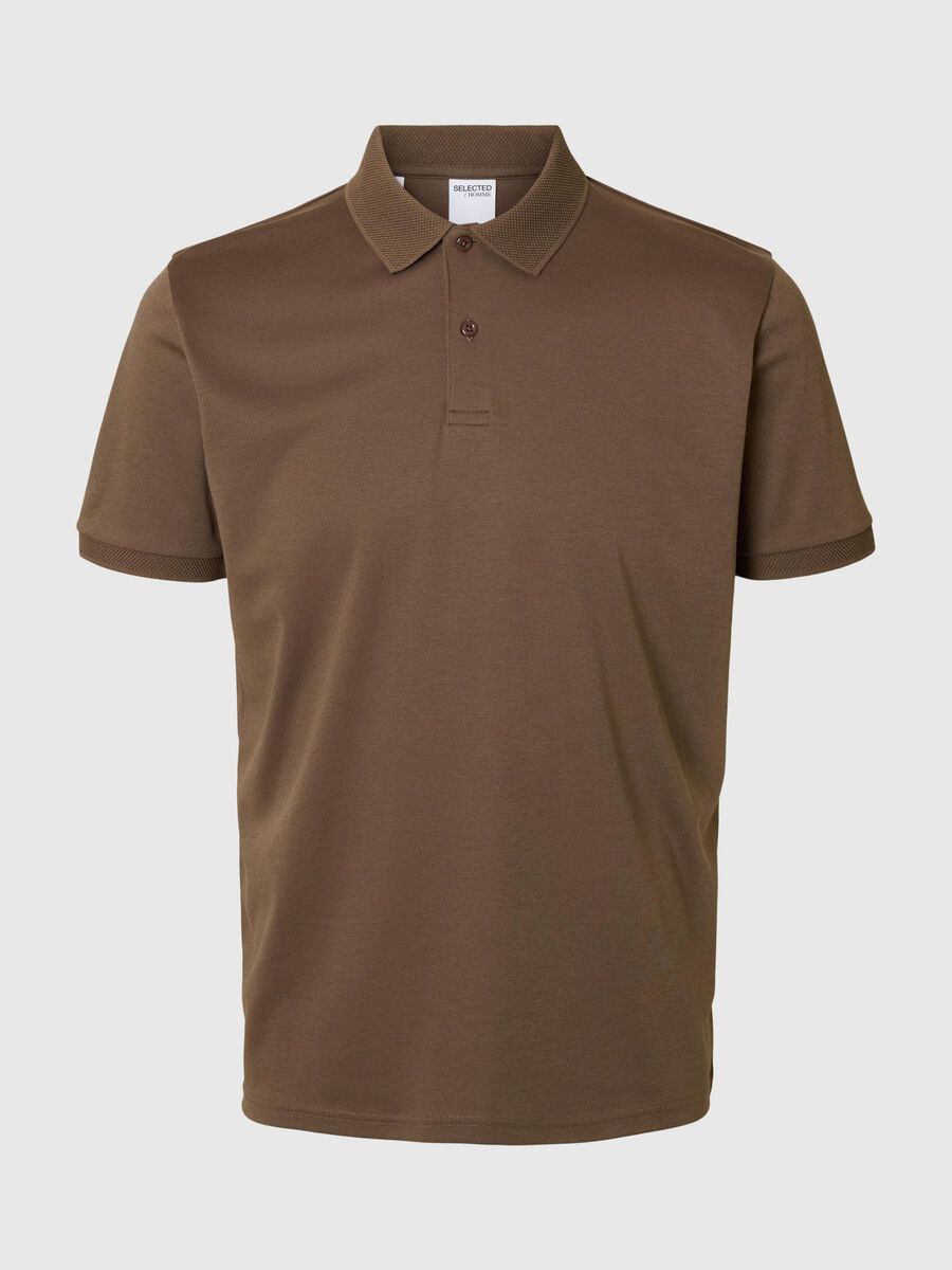 Selected KURZARM POLO SHIRT, Morel, highres - 16099994_Morel_001.jpg