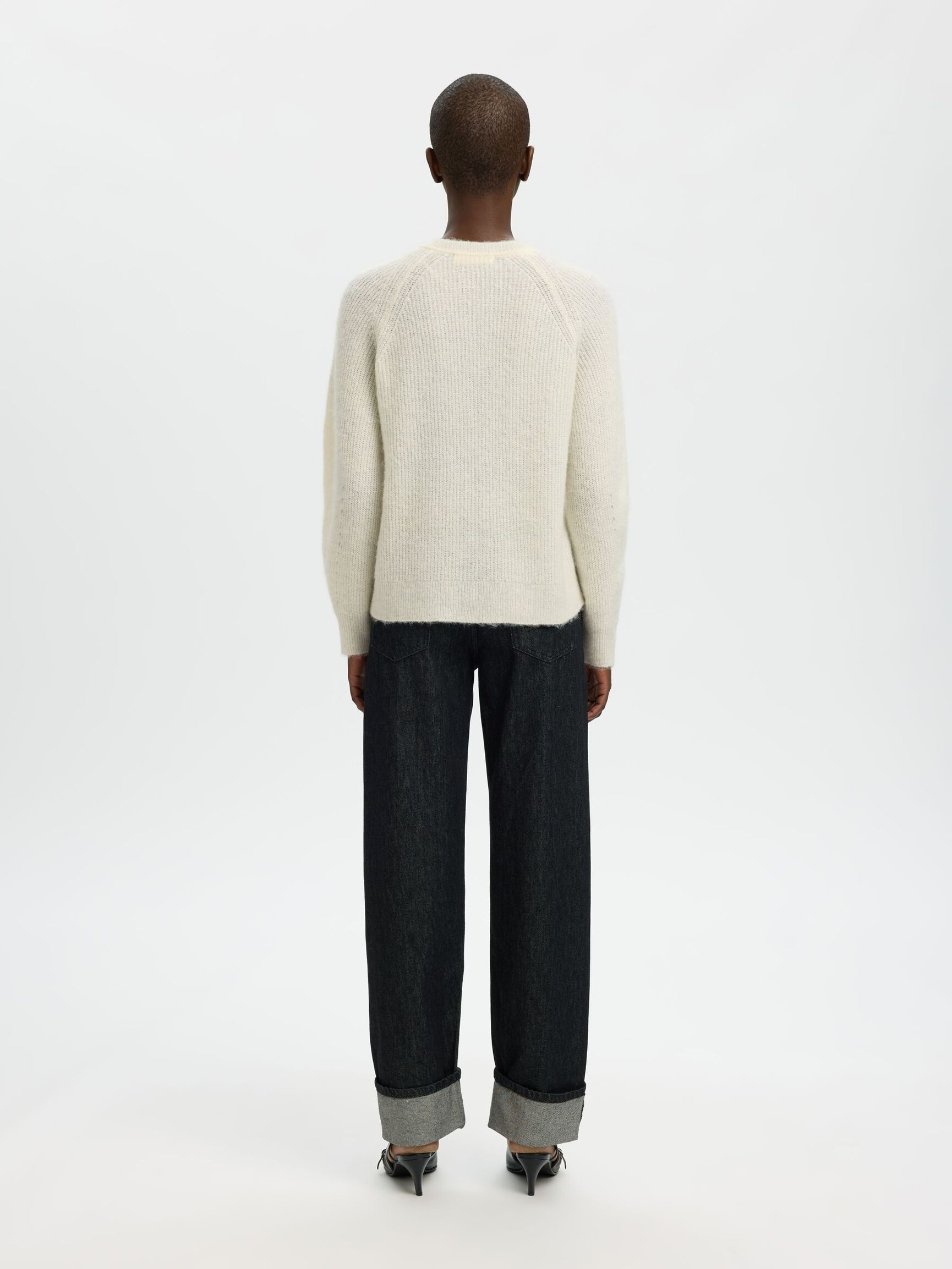 WOOL BLEND CARDIGAN, Snow White, highres